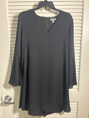 Black Bell-Sleeve Shift Dress by Chelsea28